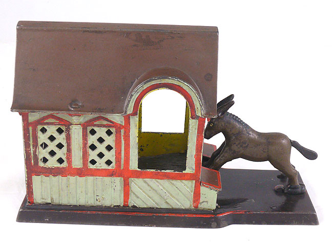 Mule Entering Barn Mechanical Bank