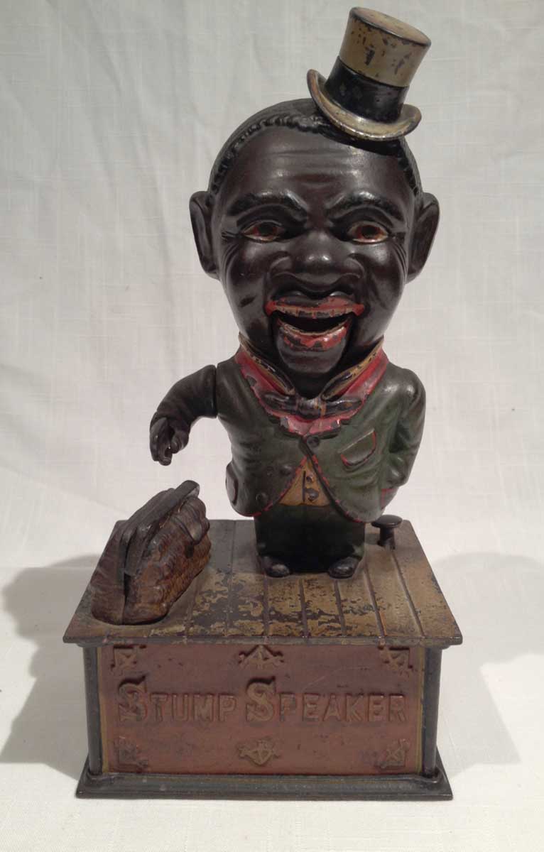 Stump Speaker Cast Iron Mechanical Bank